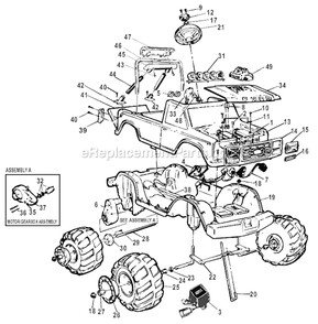Page A Diagram and Parts List for 78670-86450  Power Wheels Ride-On Cars